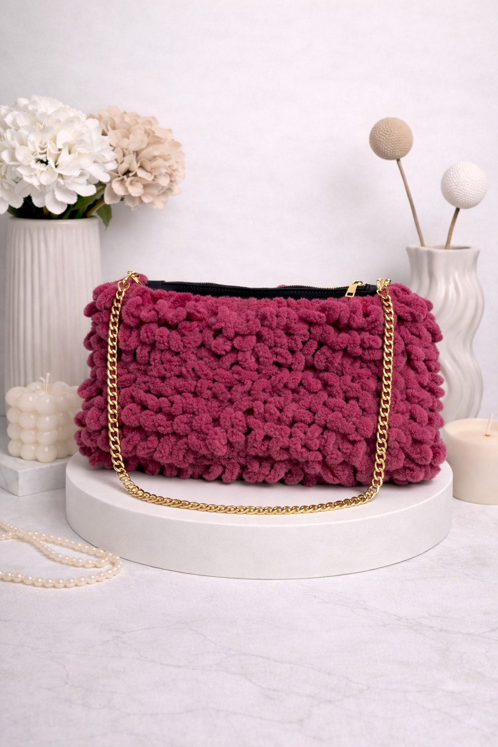 Amelia Dark Fuchsia Chain Bag