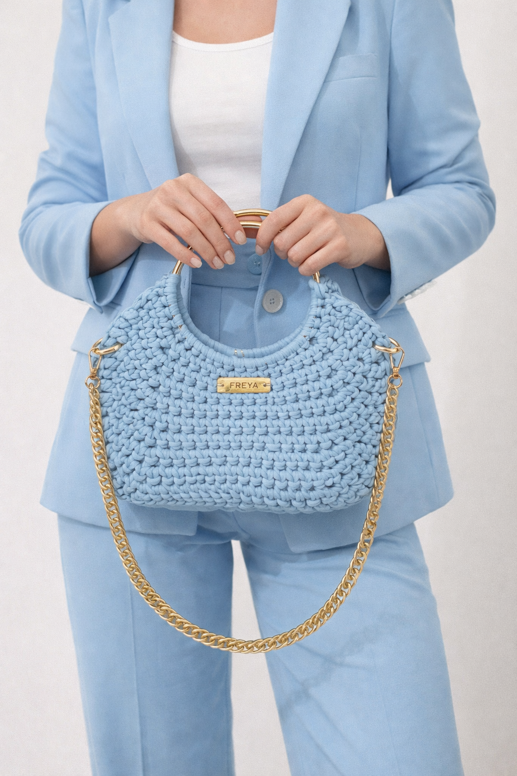 Freya Celeste Bag – Sky Blue Handmade Statement Bag