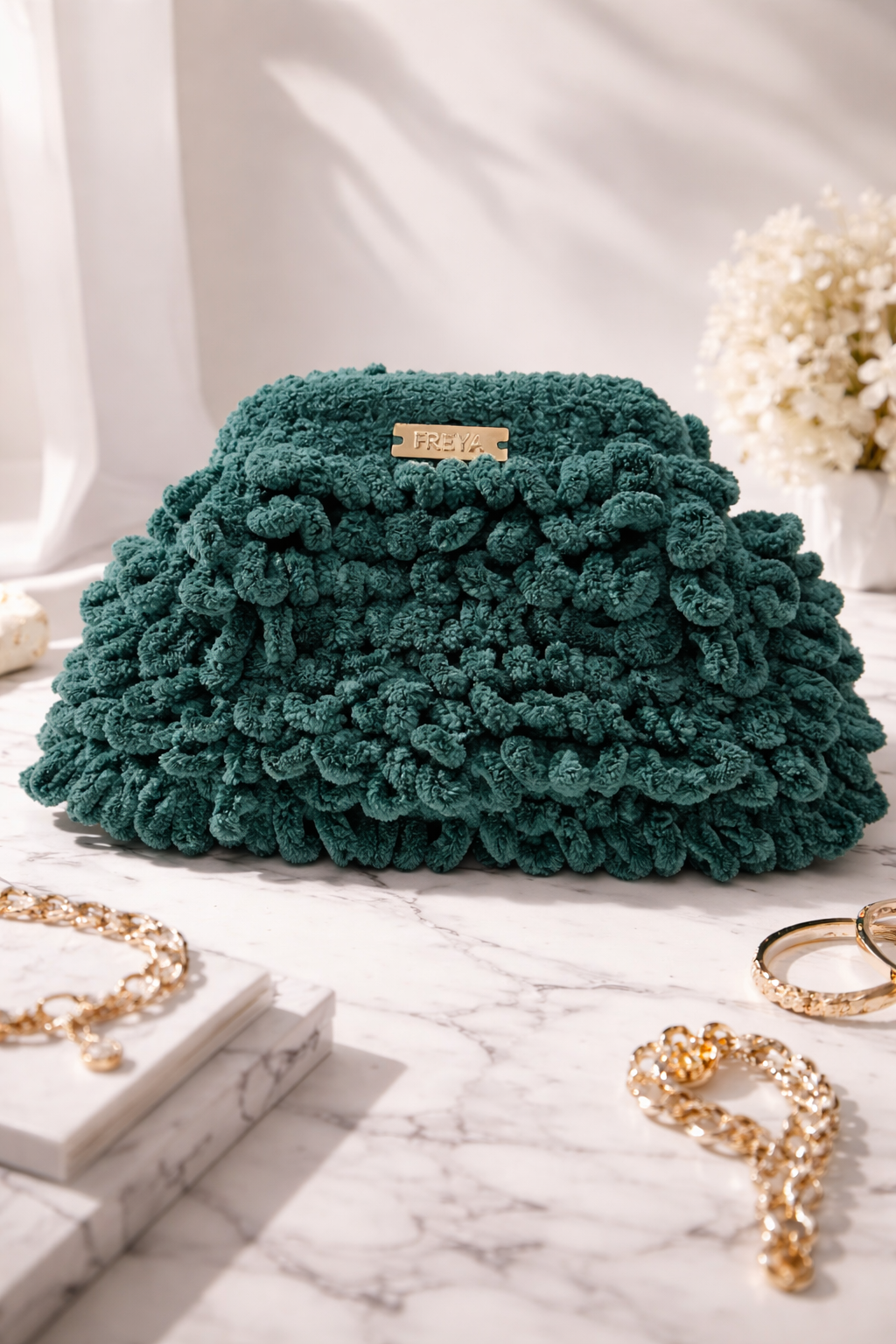 Freya Emerald Texture Statement Bag