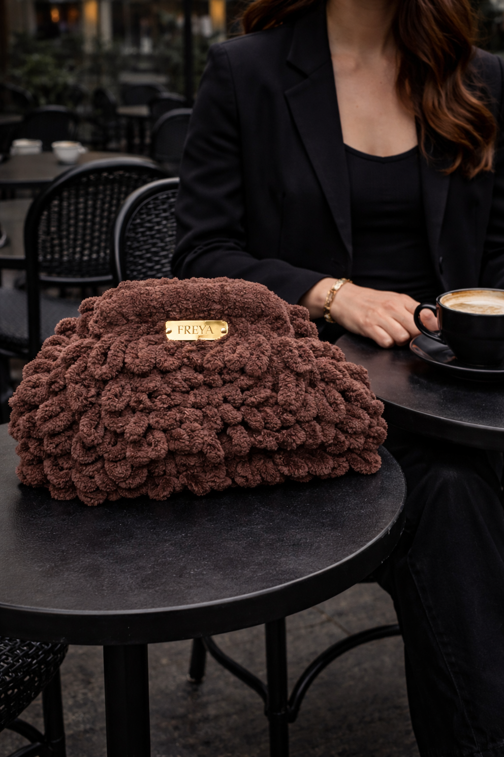 Freya Espresso Allure Bag – Χειροποίητη Statement Τσάντα
