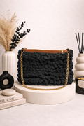 Amelia Black Texture Gold Chain Bag