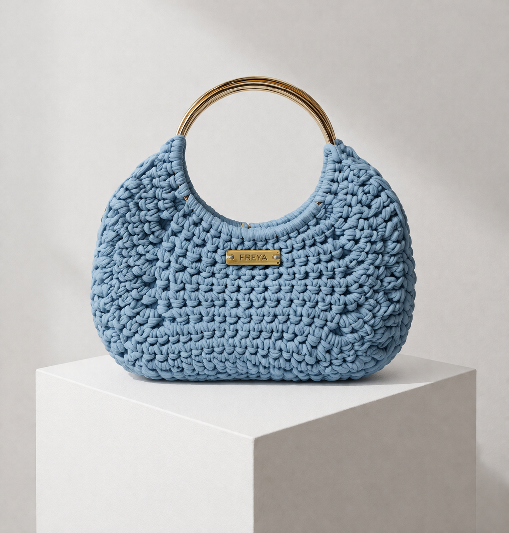 Freya Celeste Bag – Sky Blue Handmade Statement Bag