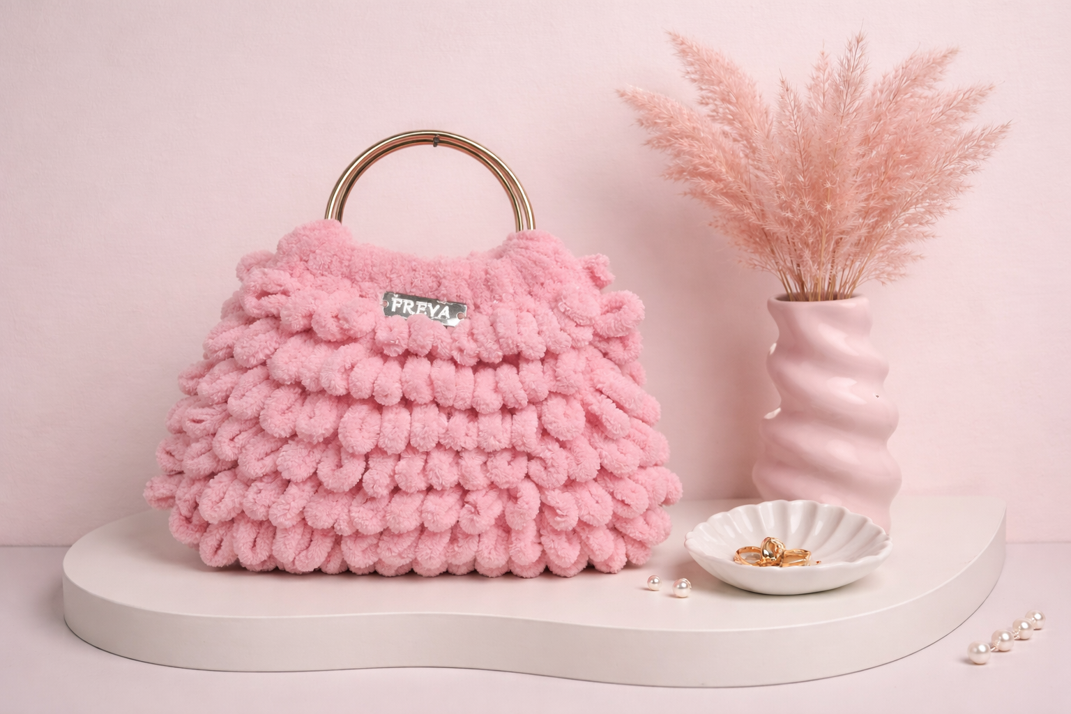Luma Pink Blossom – Soft Glam Statement Bag