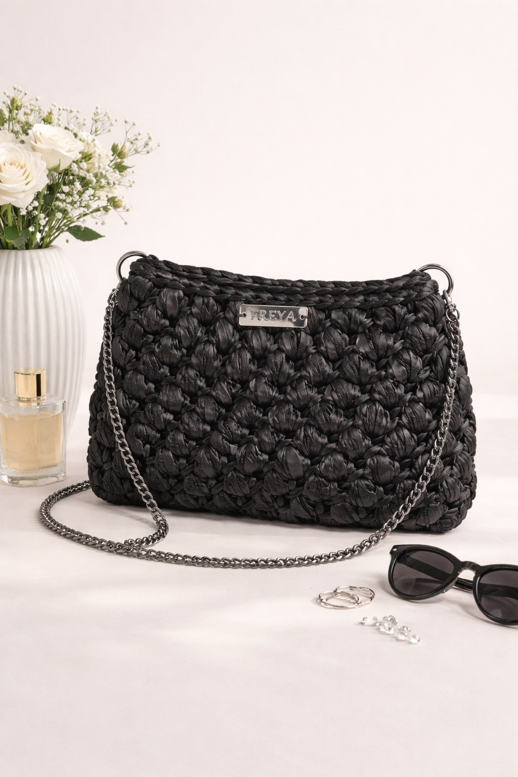 Bubble Bag – Black Obsidian Chain