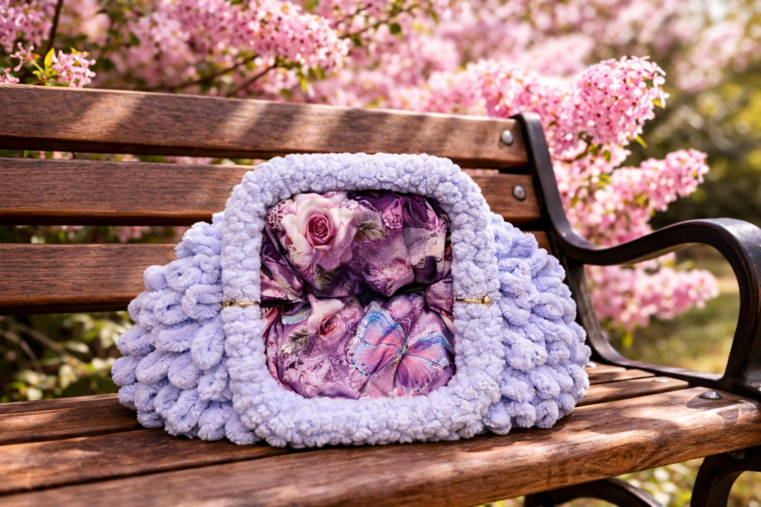 Freya Lilac Bloom Bag – Χειροποίητη Λιλά Statement Τσάντα