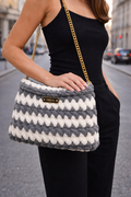 Sensy Grey Ivory Pearl Bag