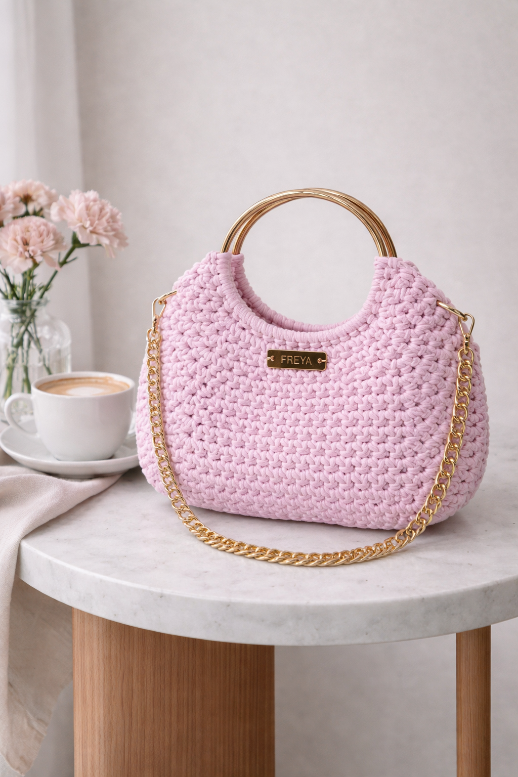 Freya Pink Blossom Bag – Handmade Pink Statement Bag