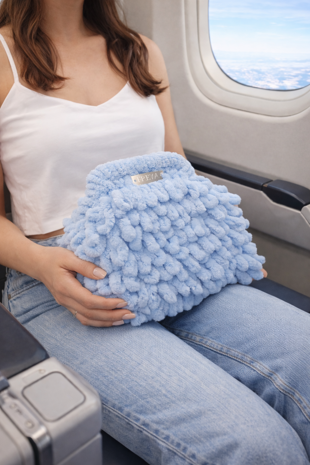Freya Sky Muse Bag – Χειροποίητη Σιέλ Statement Τσάντα